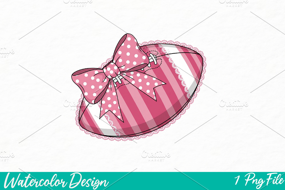 Football PNG pink coquette, an Illustration by Watercolor design (Photo 1 of 3)