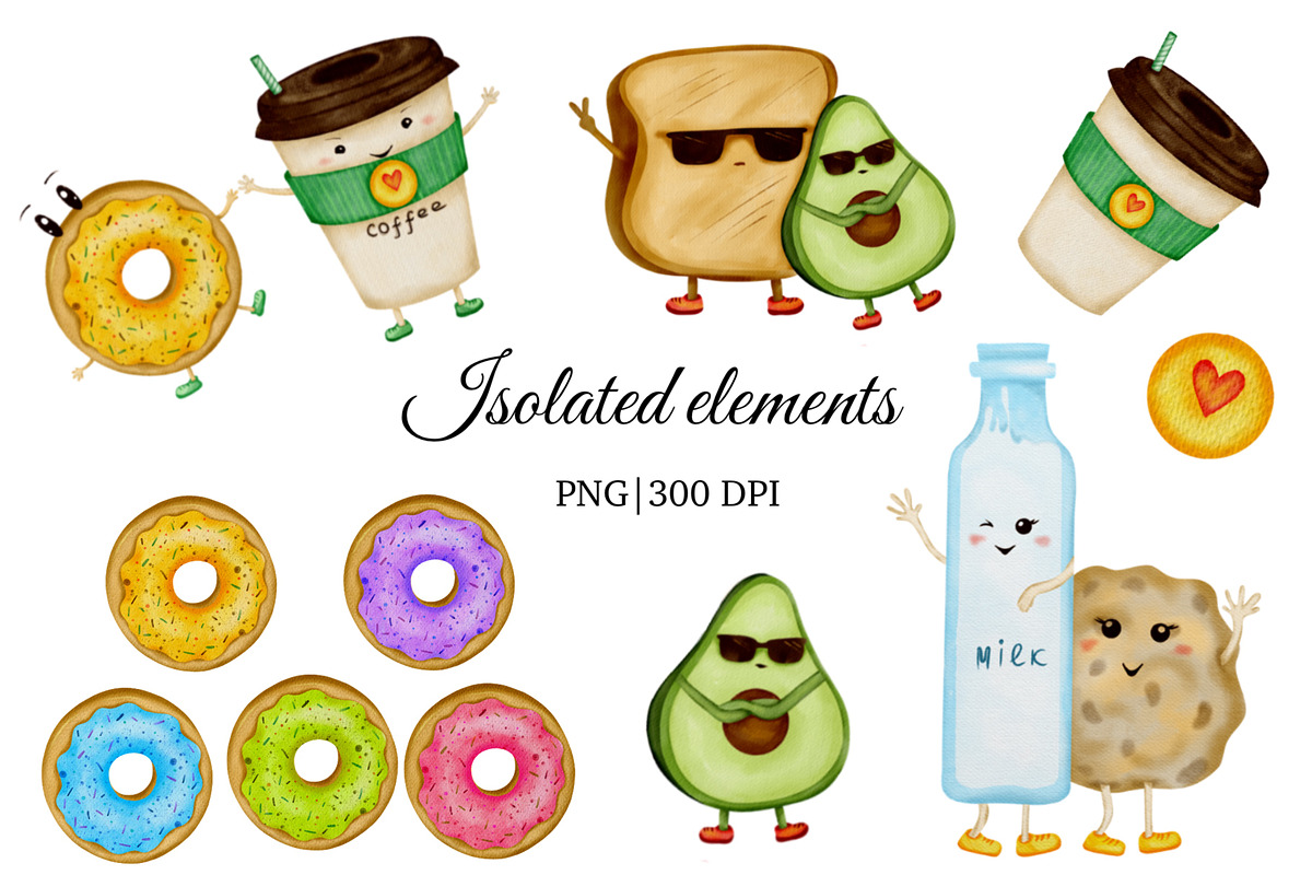 Cute Food Friends Clipart, a Food Illustration by ZabolotnaArt (Photo 6 of 7)