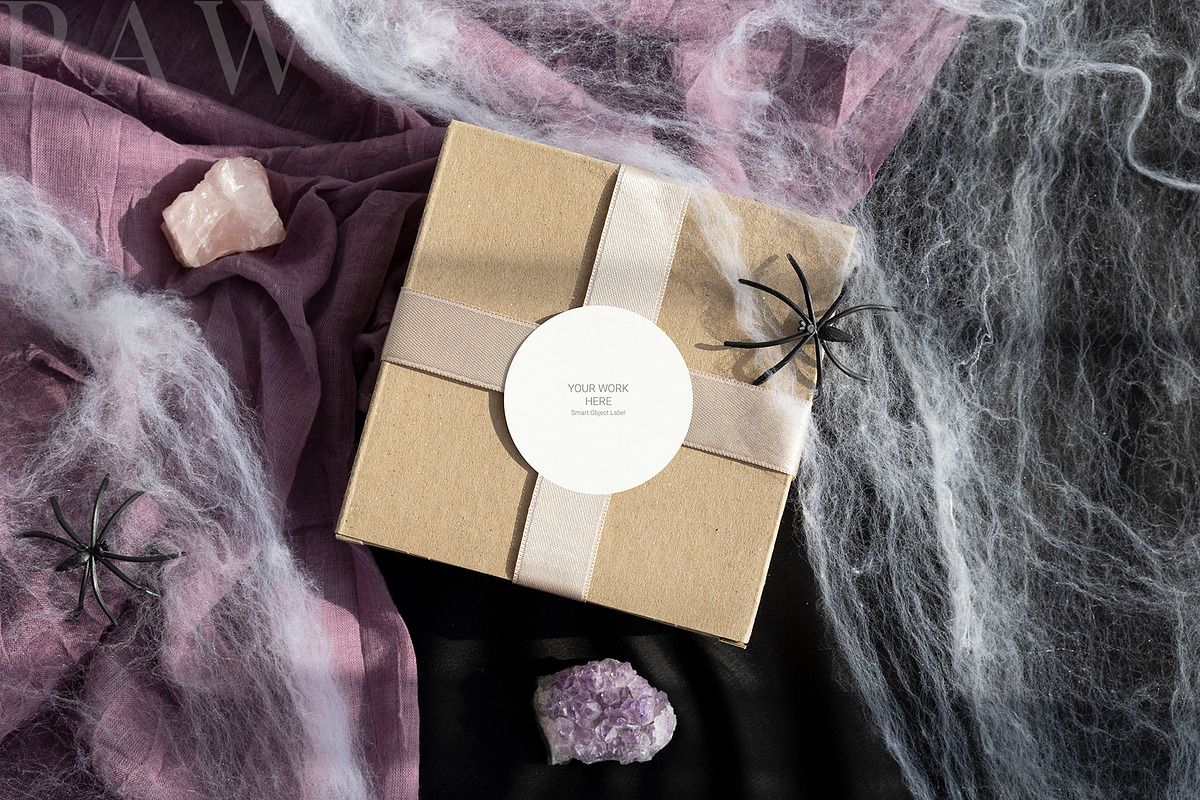 Halloween Card Mockup Round Tag fall, an Advertising Mockup by PawMockups (Photo 2 of 10)