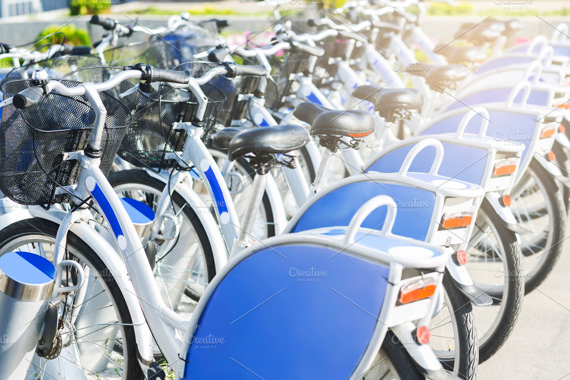 Rental station with blue bicycles on, a Background Photo by Prostock ...