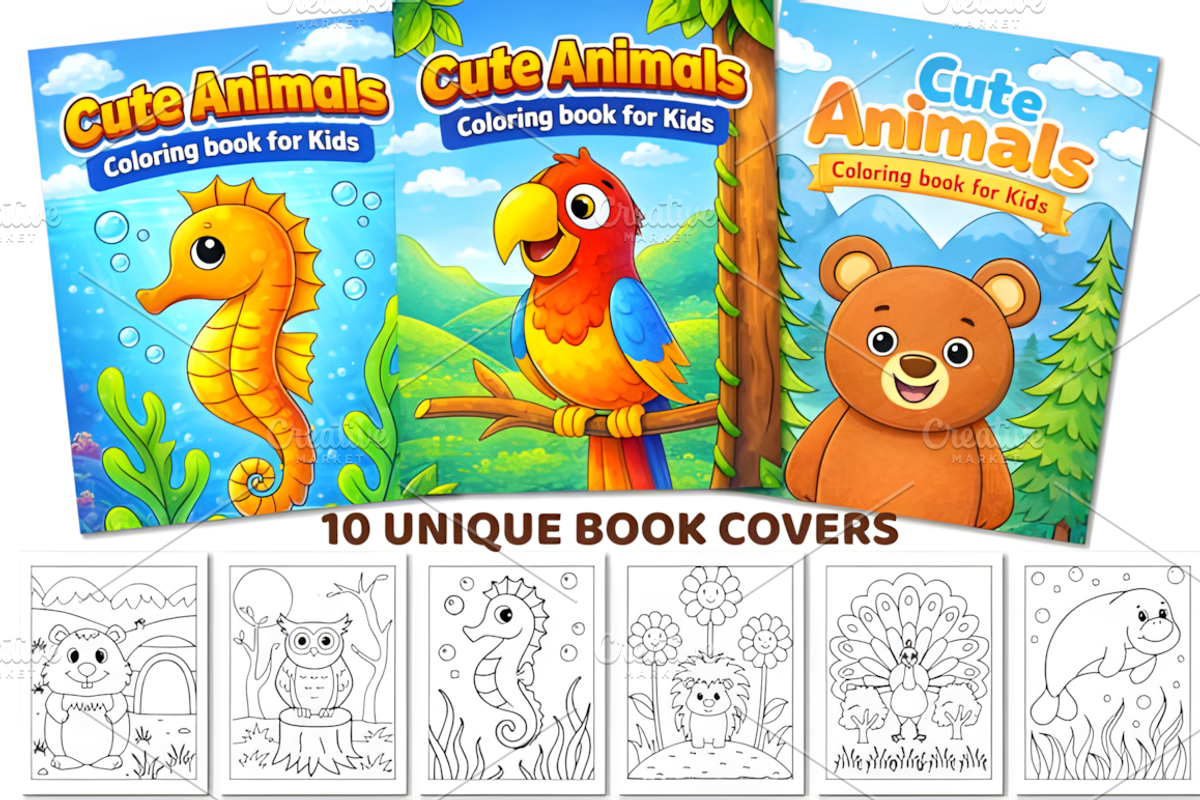 Cute Animals Coloring Book for Kids, an Animal Illustration by Design Station (Photo 2 of 3)