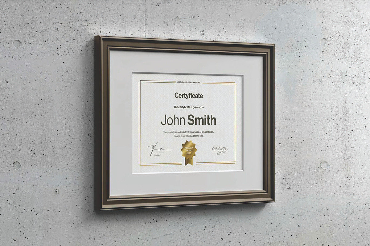 A4 Passe Partout Certificate Mockup, an Advertising Mockup by DesignRushMarket (Photo 3 of 13)