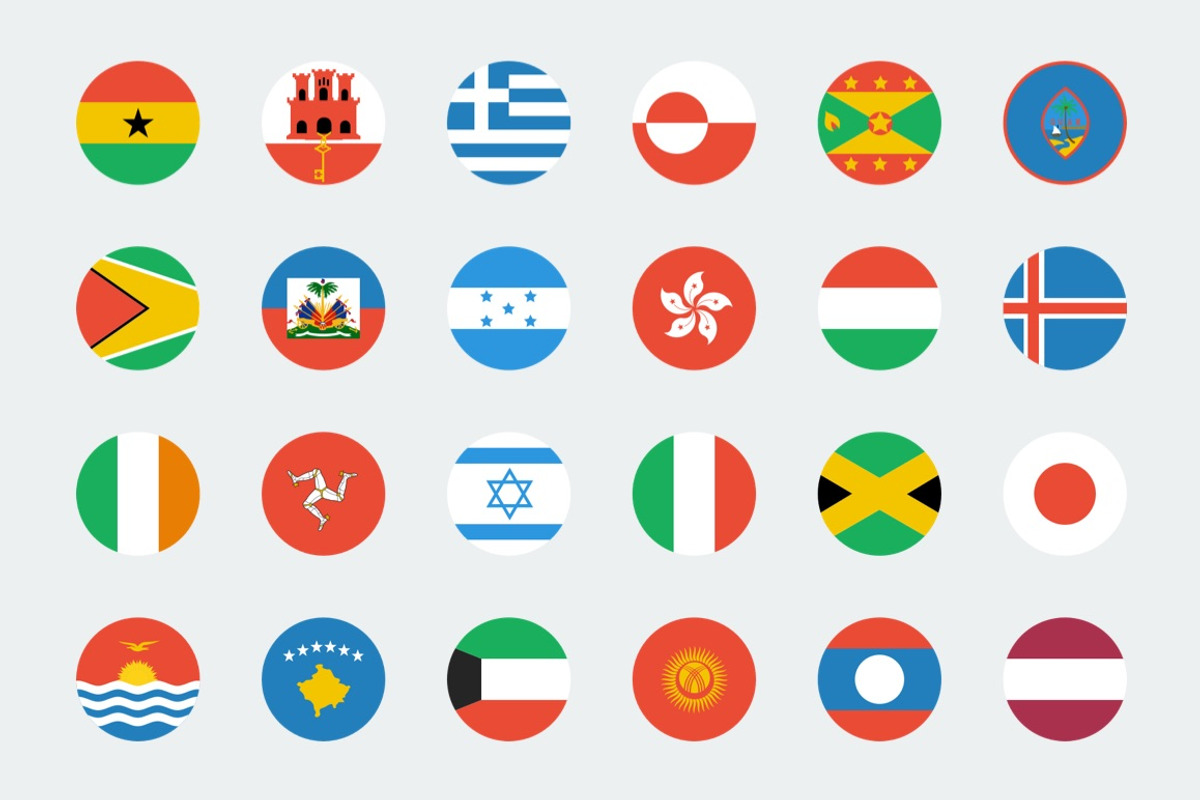 Flat circular world flag icons preview 2