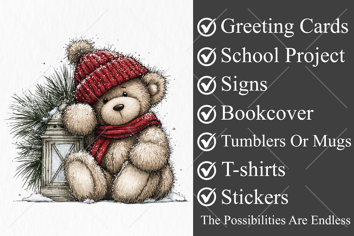 Whimsical Christmas Bear Clipart PNG, a Seasonal Illustration by Canvas Craft (Photo 3 of 10)