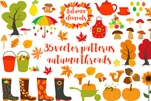 Big autumn set of patterns