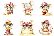 Cute Watercolor Beach Mouse Clipart, a Seasonal Illustration by Designking (Thumbnail 3 of 4)
