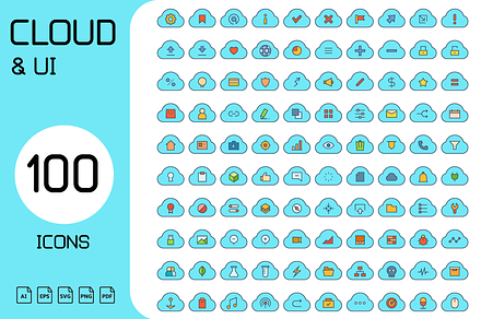 Cloud and User Interface Icons Set