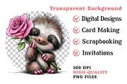 Valentine's Whimsical Sloth Clipart, an Illustration by Dream Creation (Thumbnail 8 of 8)