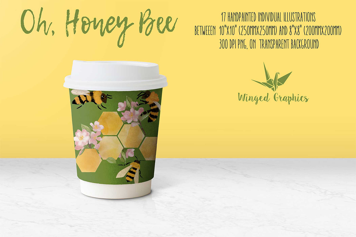 Oh, Honey bee set of 17illustrations, an Animal Illustration by Winged Graphics (Photo 3 of 4)
