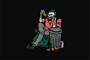 Skeleton Eating Pizza by Trash, an Object Illustration by nomlimo.com (Thumbnail 1 of 3)