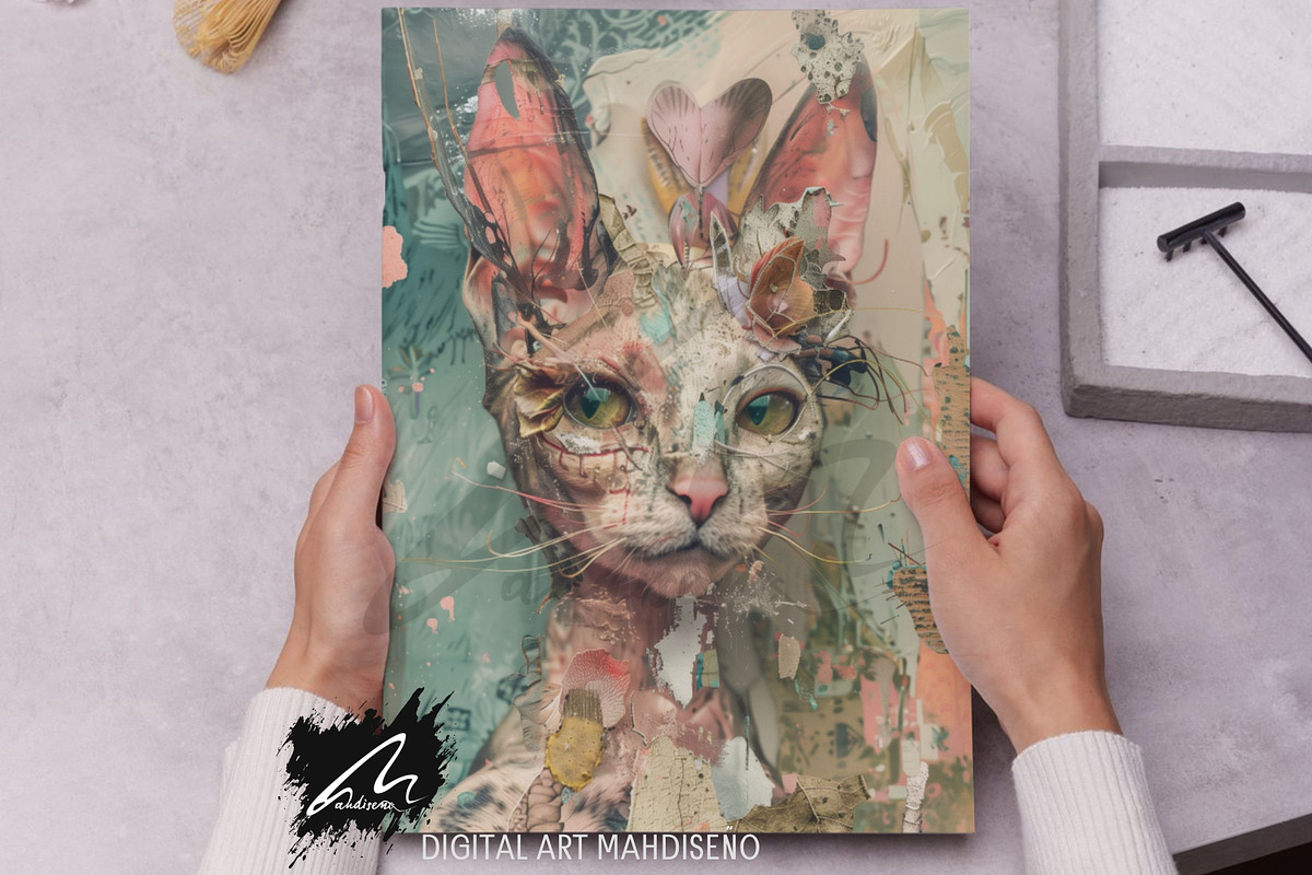 Whimsical Doll Cat Scrapbook Pages, an Animal Illustration by Digital Art Mahdiseño (Photo 7 of 10)