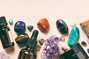 Spiritual Collection of Healing Crystals and Herbs for Wellness, a Health & Medical Photo by Natalia Klenova's Shop