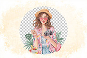 Watercolor Girly Summer Clipart, an Illustration by SVGArt (Thumbnail 7 of 9)