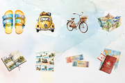 Watercolor Travel Clipart, a Decorative Illustration by Coralcreations (Thumbnail 3 of 5)