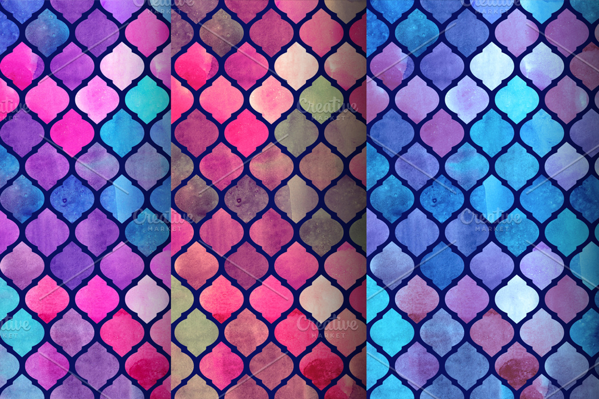 Watercolor Moroccan Patterns, a Pattern Graphic by Vavavka (Photo 6 of 8)