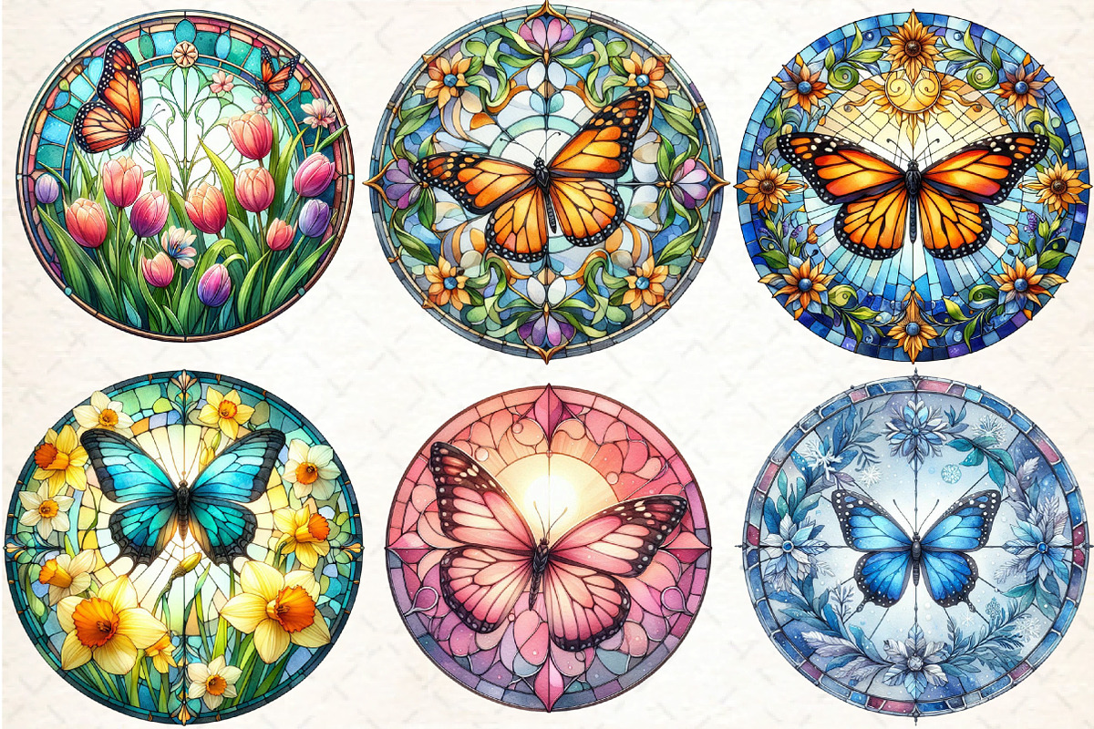 Round Butterfly Stained Glass, an Illustration by DreamCafeArt (Photo 2 of 5)