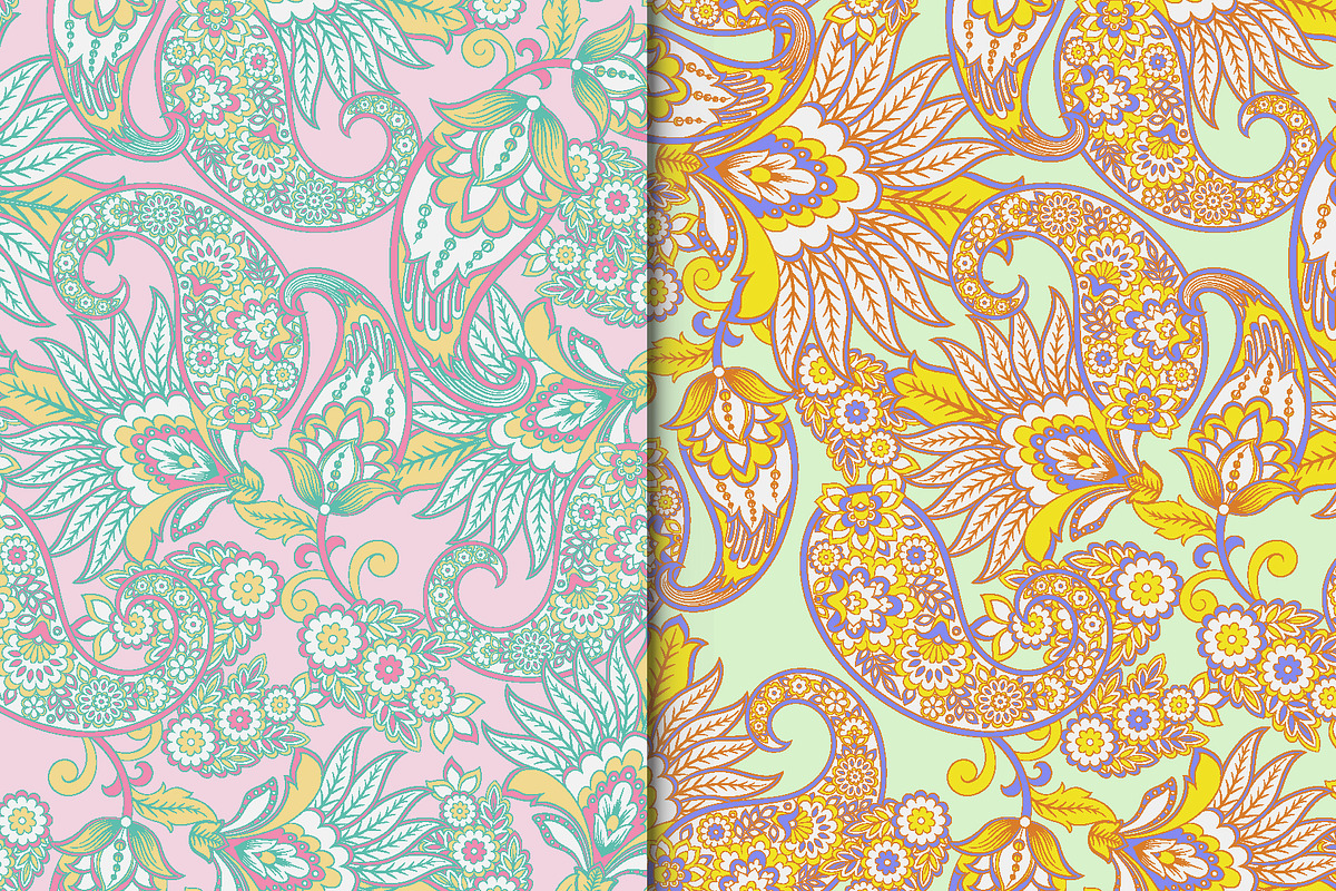 2 Paisley Asian floral patterns, a Pattern Graphic by antalogiya (Photo 1 of 3)