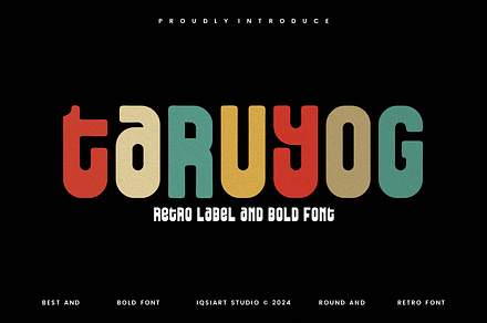 Taruyog - Retro Label Font, a Sans Serif Font by Iqsiart Studio
