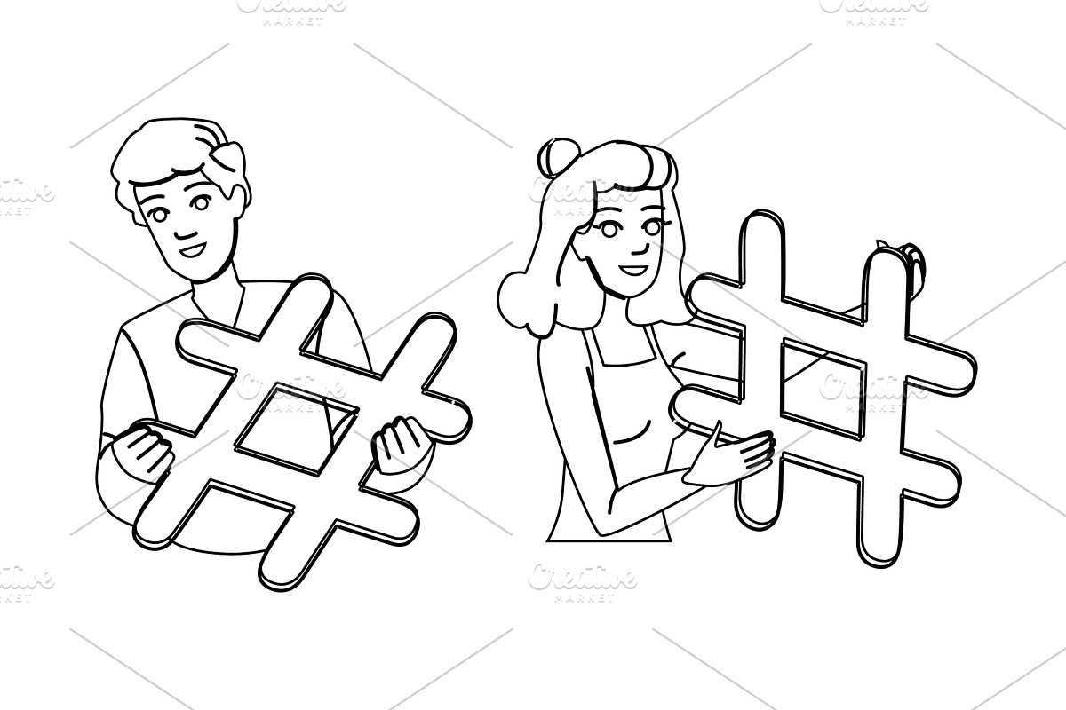 symbol hashtag people vector, a Person Illustration by pikepicture