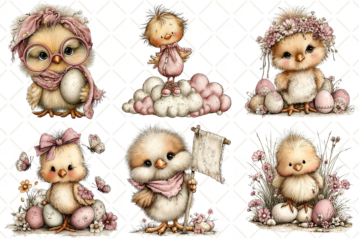 Whimsical Easter Chick Clipart, an Illustration by Black Bird Studio (Photo 5 of 6)