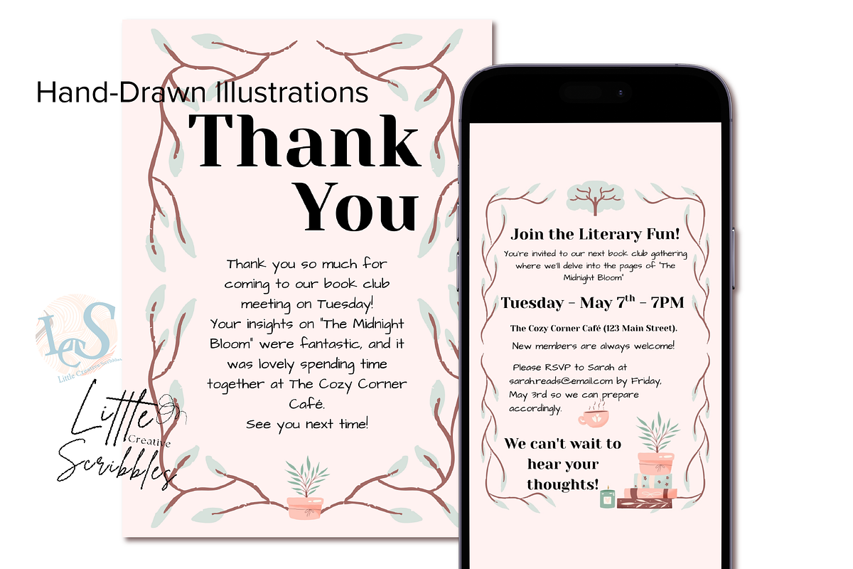 Cozy Book Club Invitation Template, an Invitation Template by Little Creative Scribbles (Photo 5 of 7)