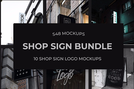 10 x Shop Sign Logo Mockups