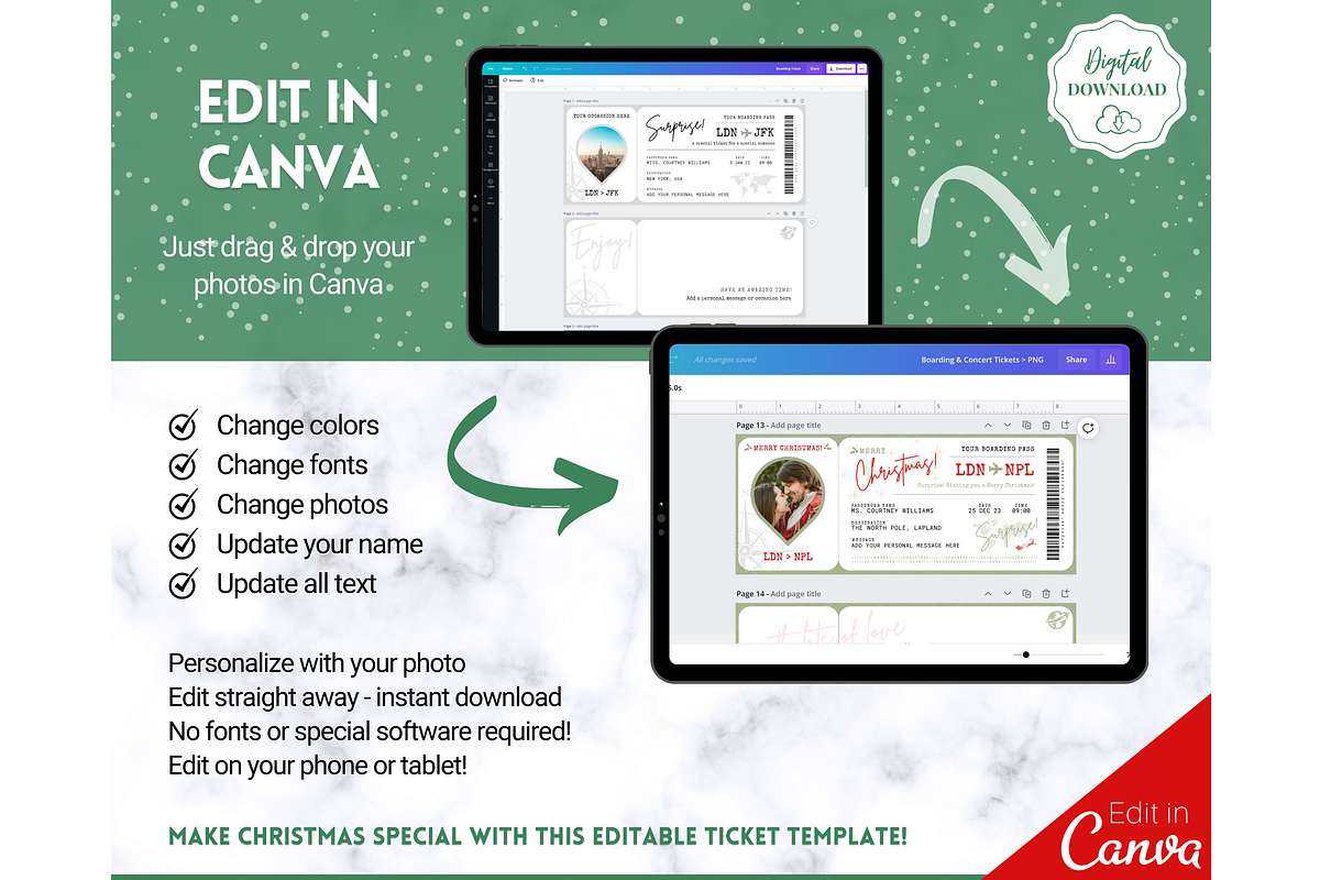 EDITABLE Boarding Ticket Template, C, a Templates & Theme by Templatables (Photo 2 of 12)