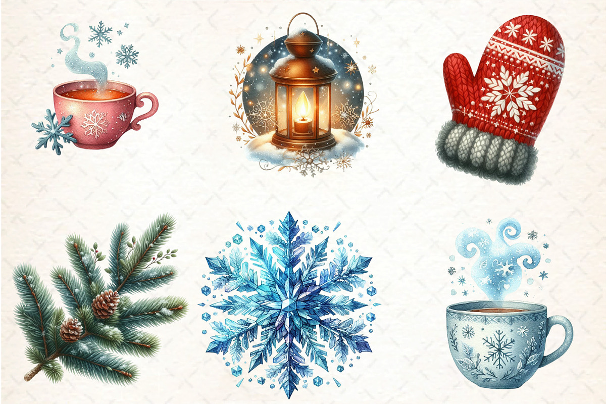 Snowflakes and Winter Scenes Clipart, an Illustration by DreamCafeArt (Photo 7 of 8)