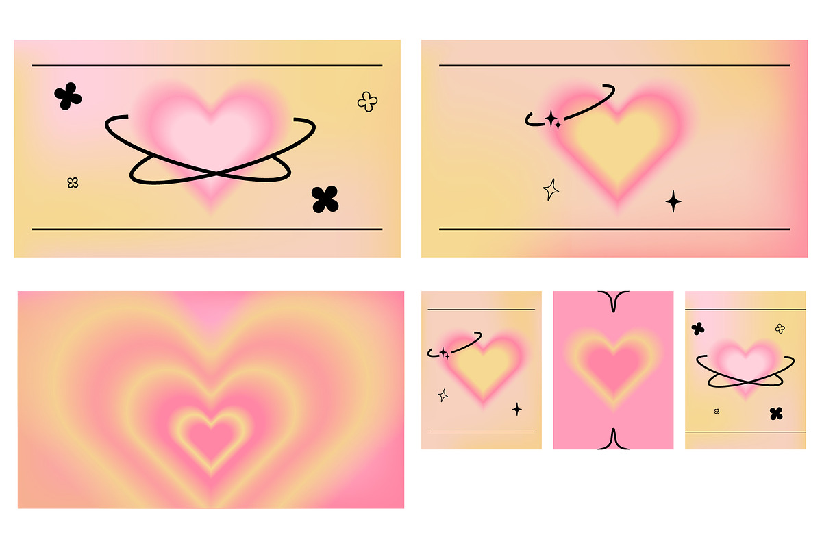 Aura Heart Gradient posters Vector, a Decorative Illustration by MariiaVD (Photo 4 of 4)
