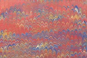 2 Marbled Papers Red Feathers