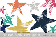 Handmade Monoprint Stars Clipart, a Texture Illustration by Colors on Paper (Thumbnail 1 of 3)
