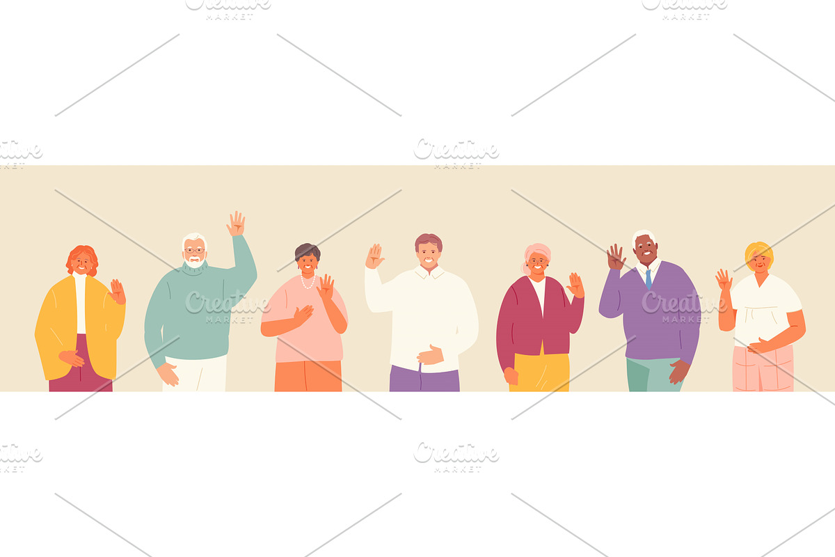 Elderly smiling people with hello, a Person Illustration by artbesouro