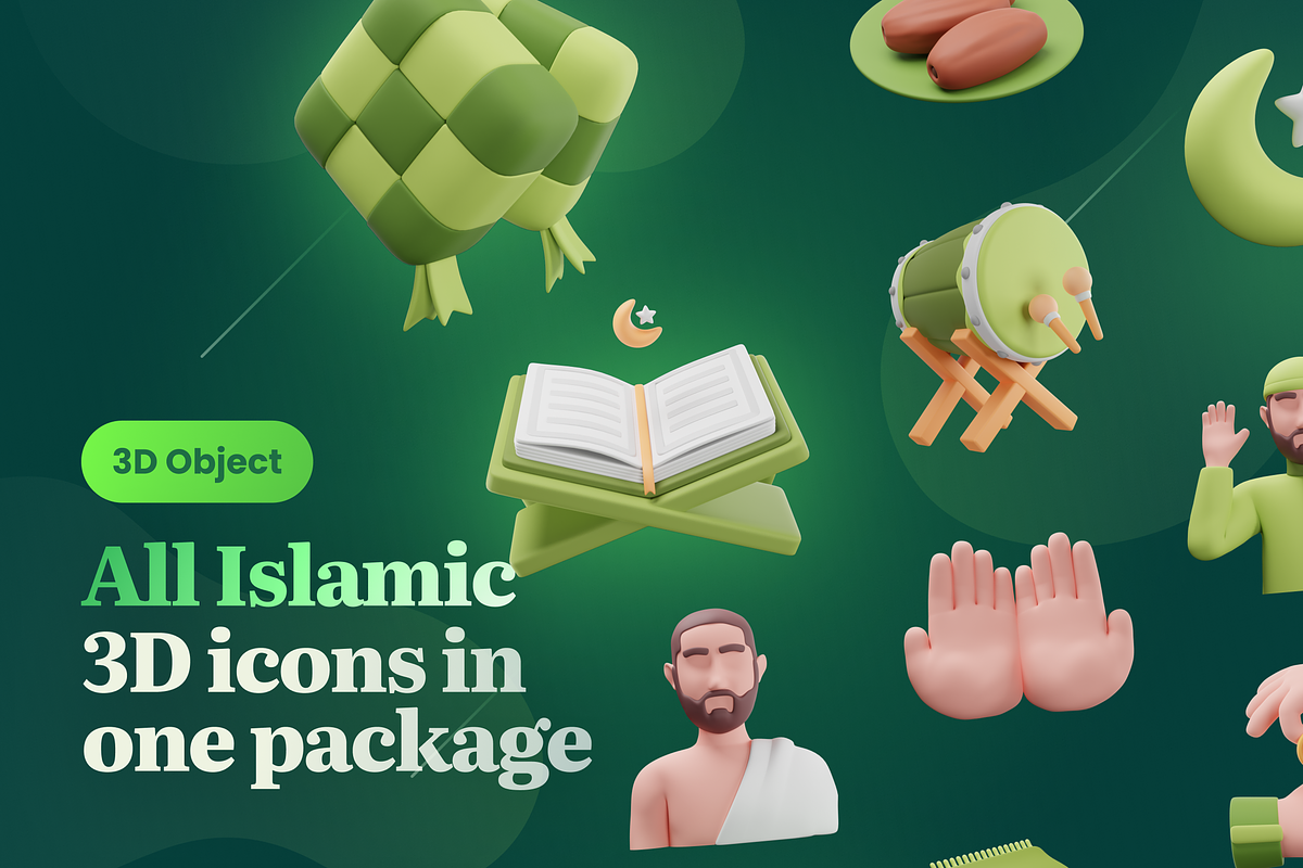 Islamic Ramadan Eid 3D Icon Set, an Object 3D Model by Illustraly Design (Photo 7 of 8)