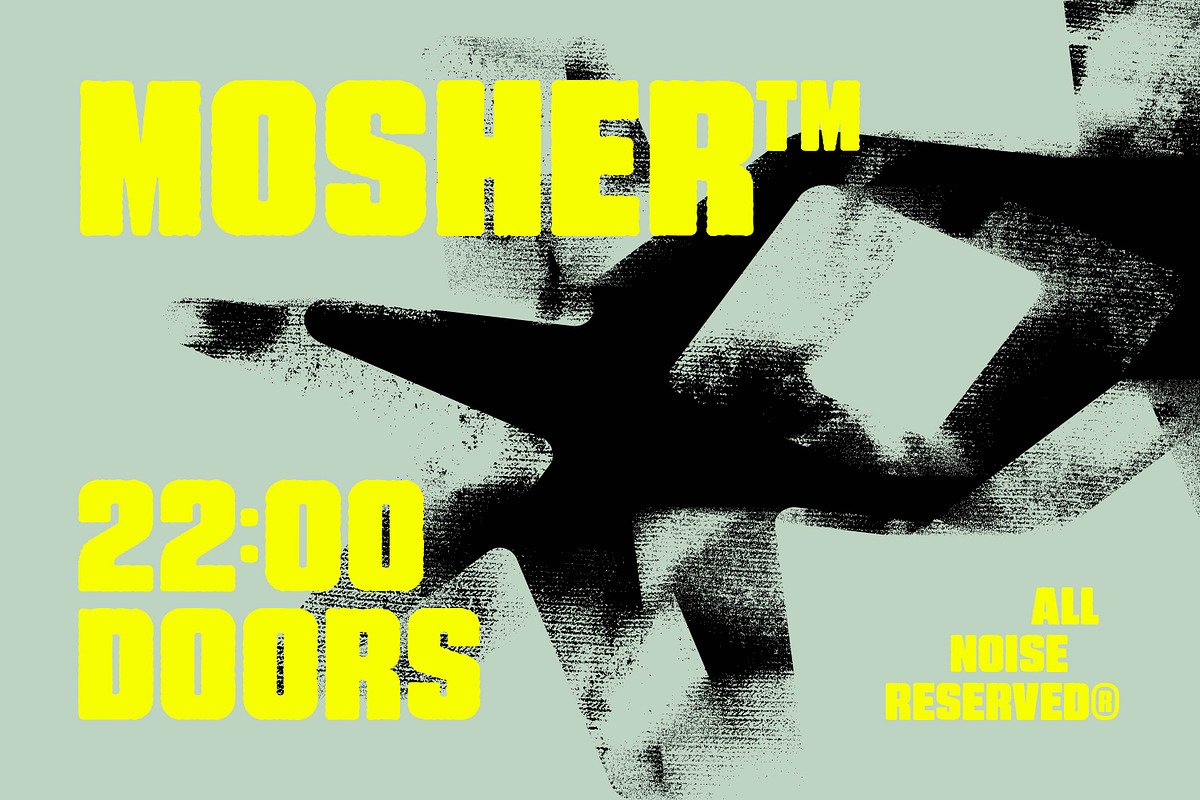 Mosher - Distressed Display Font, a Sans Serif Font by pixelbuddha.net (Photo 2 of 6)