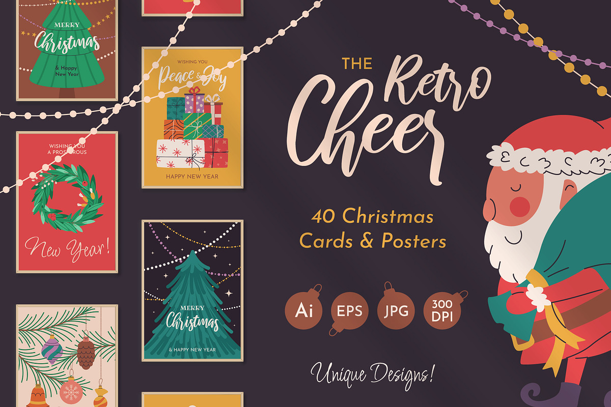 Retro Cheer: 40 Christmas Wall Art, a Seasonal Illustration by IuliiaSavko (Photo 1 of 11)