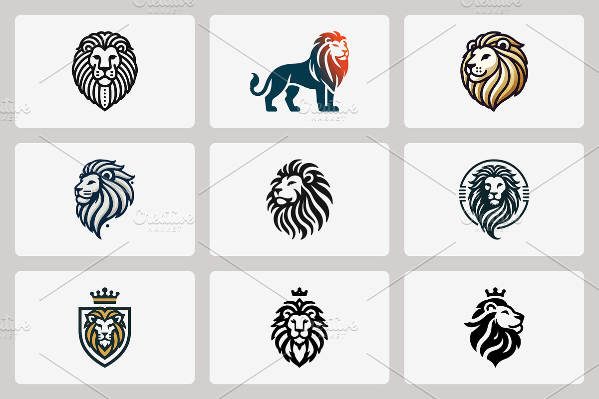 Modern Lion Mascot Logo Bundle, a Branding & Logo Template by Vectorium Studio (Photo 9 of 21)