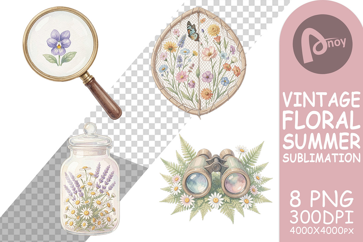 Vintage Floral Summer PNG, a Decorative Illustration by Artnoy (Photo 14 of 18)