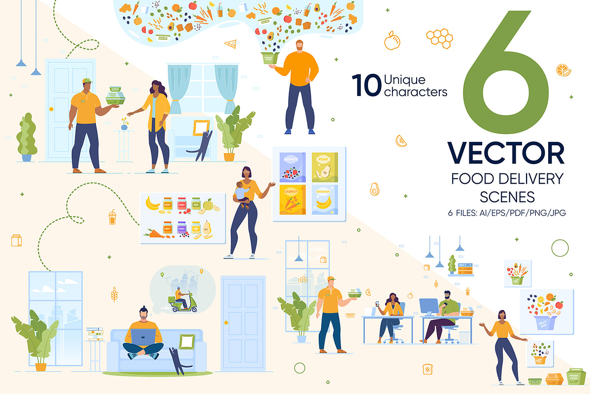 Food Delivery Vector Scenes, a Landing Page Template by Tera Vector (Photo 1 of 2)