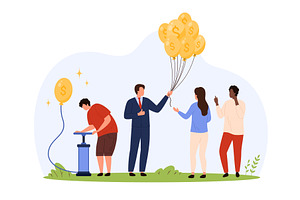 Inflate Money Balloons Financial, a Finance Illustration by Flashvector