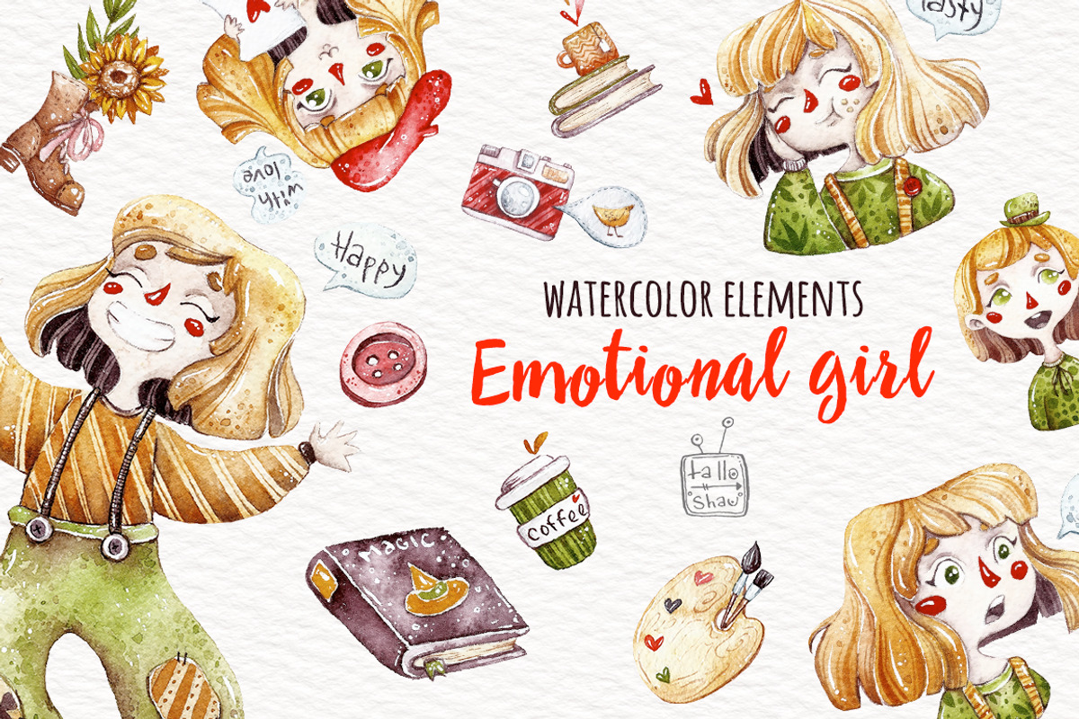 Watercolor Emotional Girl, an Illustration by talloshau's illustrations (Photo 1 of 5)