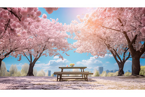 park spring backdrop ai generated, a Nature Photo by pikepicture