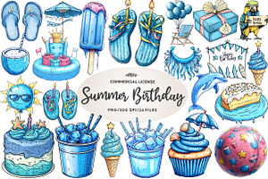 Summer Happy Birthday Clipart, an Illustration by CreationArt