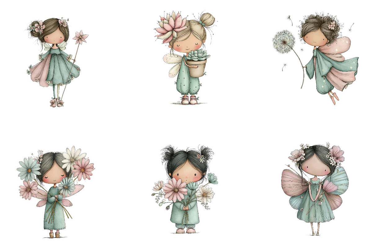 Whimsical Spring Fairy Clipart, an Illustration by CreationArt (Photo 7 of 7)