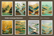 Golden Landscape Illustration, a Decorative Illustration by Housui Patterns (Thumbnail 5 of 10)
