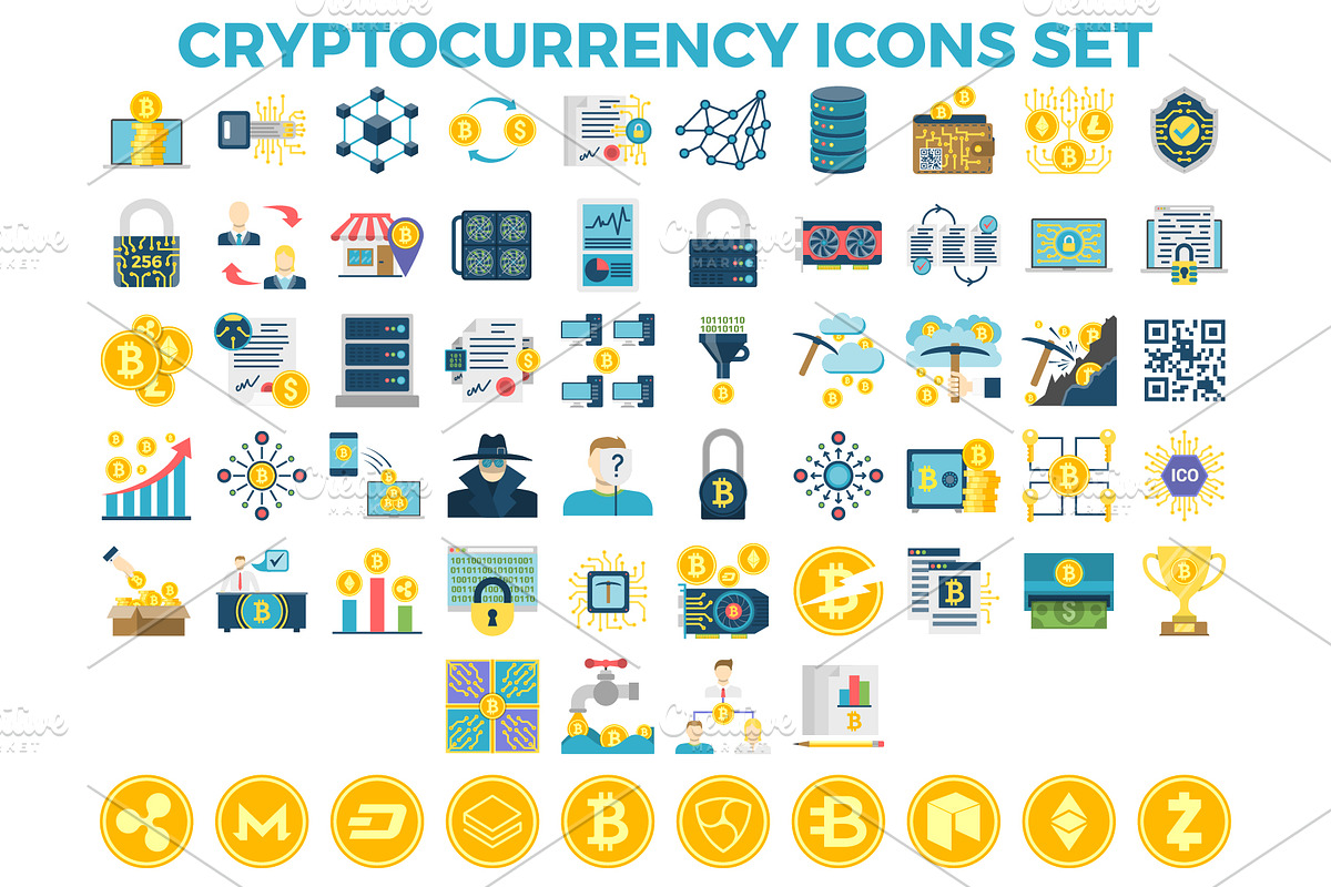 Cryptocurrency and Blockchain Icons, an Icon by Oleksii