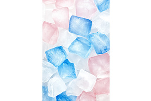 Colorful ice cubes in blue, pink, a Food Illustration by Lermont51