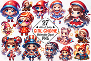 4th of July Cute Chibi Girl Gnome Su, a Seasonal Illustration by RobertsArt (Thumbnail 1 of 7)