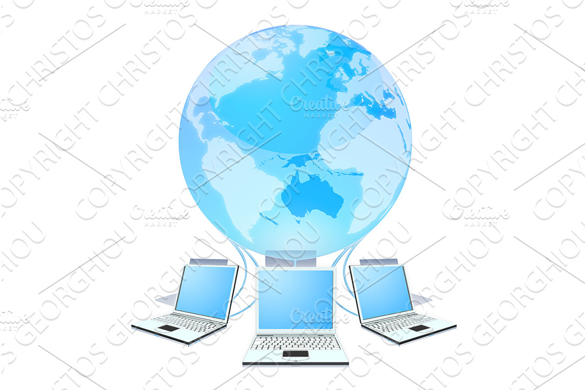 Computer Cloud Data Earth Technology, a Technology Illustration by Christos Georghiou