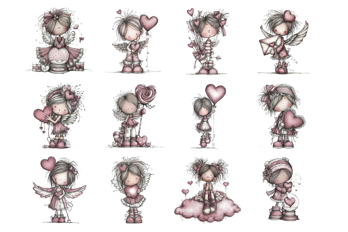 Whimsical Cupid Valentine Clipart, an Illustration by Design Market (Photo 2 of 3)