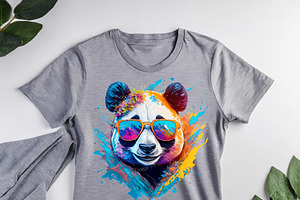 Colorful Panda Wearing Sunglasses.